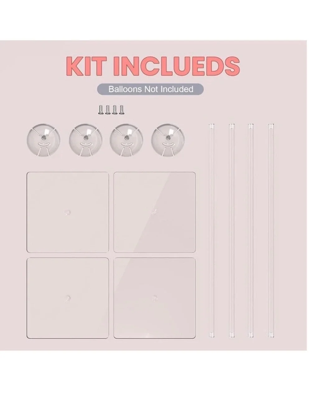 Clear Acrylic Tabletop Balloon Stand Kit 15.75 Inch 4 Pack Balloon Stick Holder